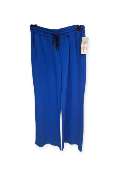 spodnie bawełniane szeroka nogawka niebieskie